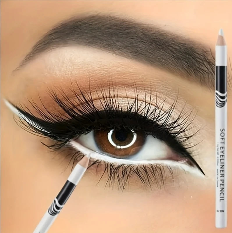 White Wooden Eyeliner Pen for Inner & Under Eyelid Makeup - Matte White