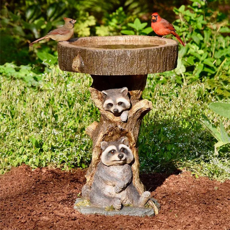 Resin Bird Feeder and Bath Garden Sculpture - Animal Design Outdoor Decor