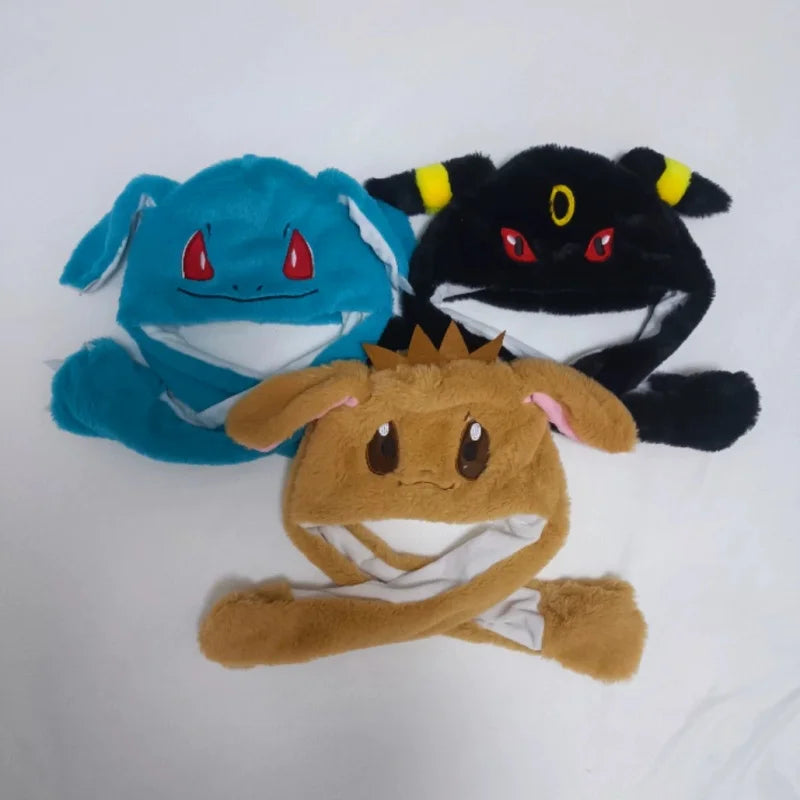 Cute Cartoon Animal Beanie Hat with Movable Ears - Elf, Eevee, Gengar, Snorlax, Umbreon, Can Hat Gift