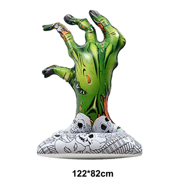 Large Halloween Skeleton Balloon Inflatable Tombstone Decor with Hand & Skull