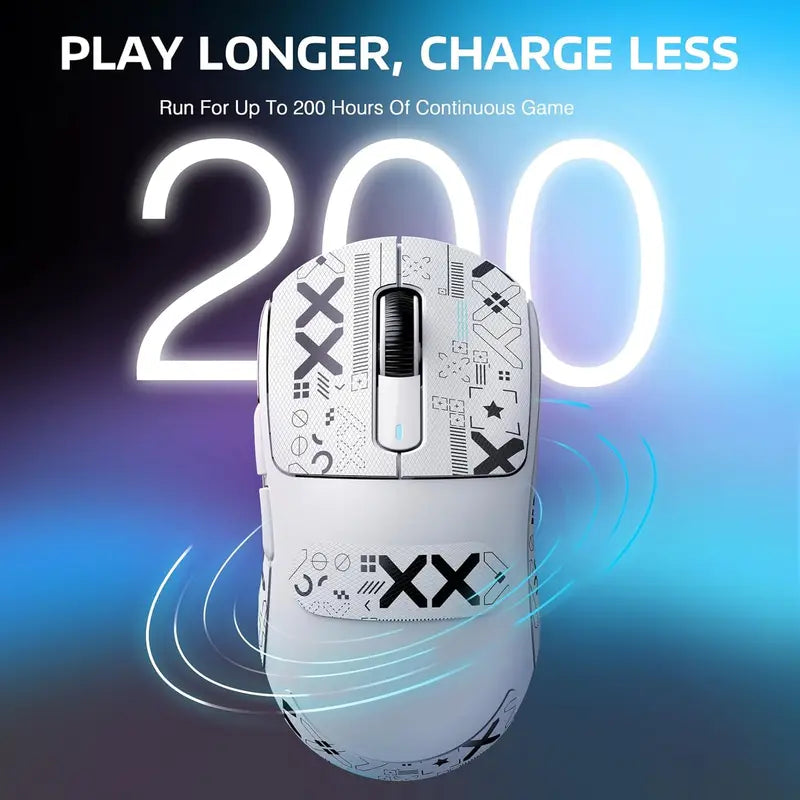 Wireless Gaming Mouse Lightweight 49g Tri-Mode PAW3395 26K DPI Battery 200h