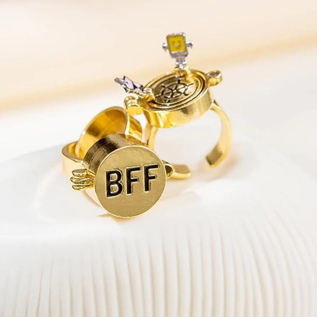 Magnetic BFF Rings Set - Adjustable Cartoon Friendship Jewelry for Best Friends