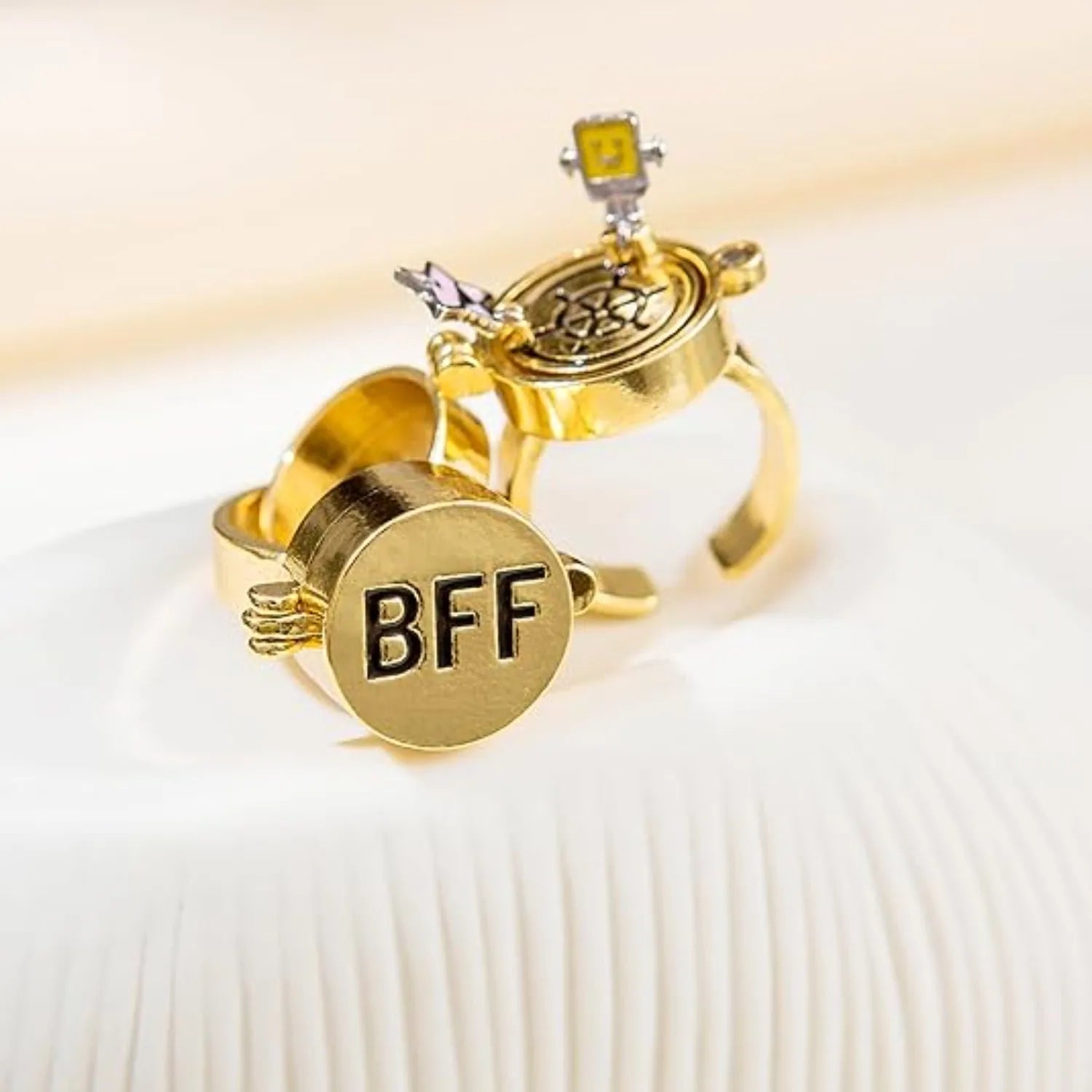 Magnetic BFF Rings Set - Adjustable Cartoon Friendship Jewelry for Best Friends