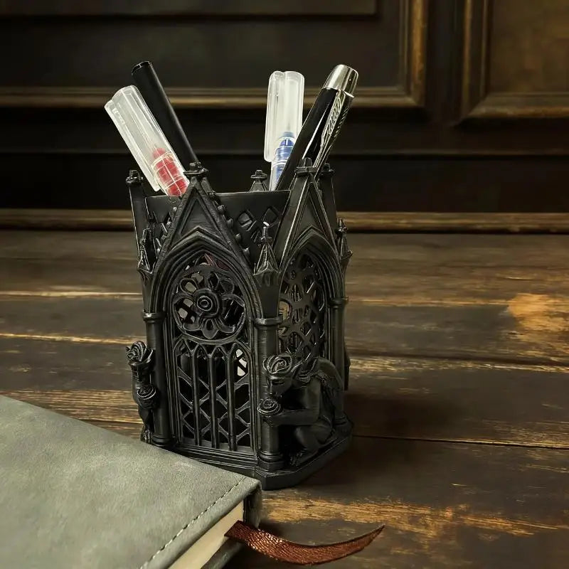 Gothic Pen Holder Ornament for Desk and Home Decor – Unique Storage Accessory