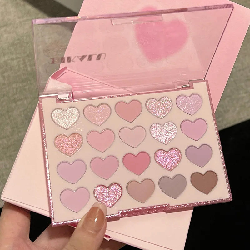 Colorful Heart Shaped Eyeshadow Palette with Glitter and Pearl Finish - Brighten Your Look