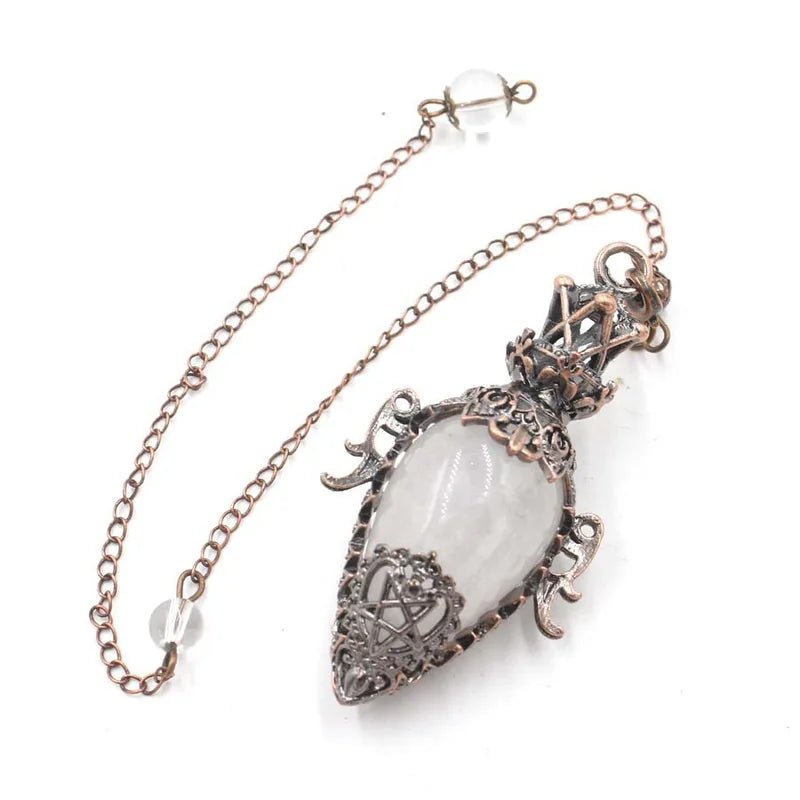Natural Crystal Pendulum for Divination and Healing - Black Obsidian & Quartz
