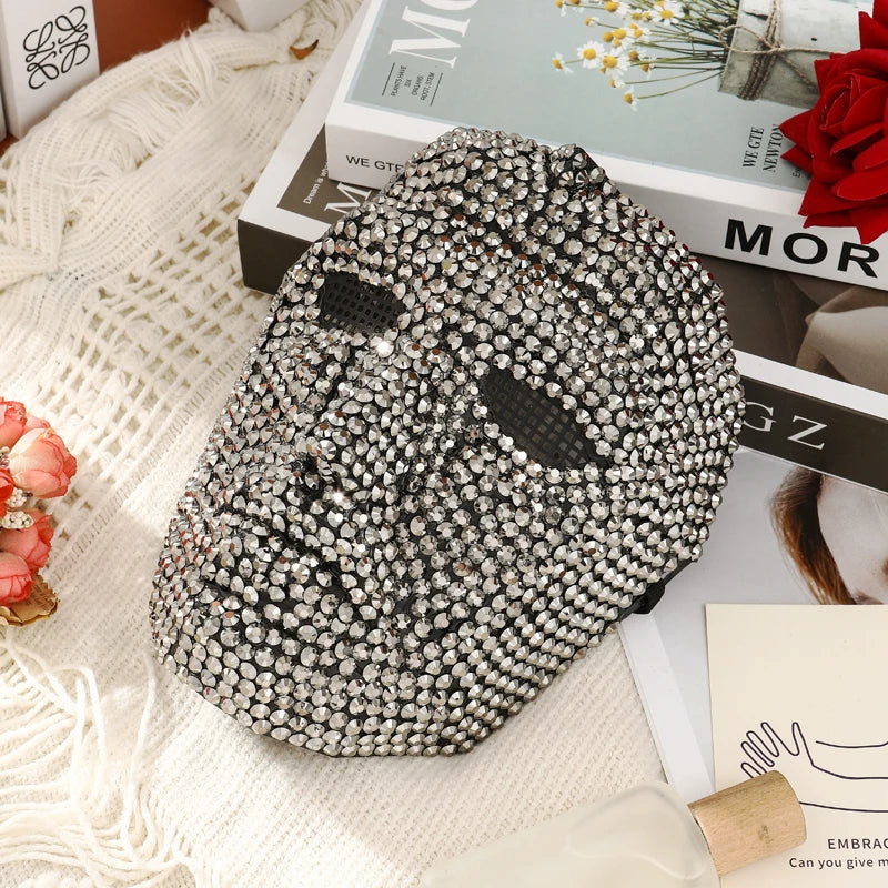 Luxury Full Face Rhinestone Mask for Halloween Rave Party Cosplay & Costume Accessories