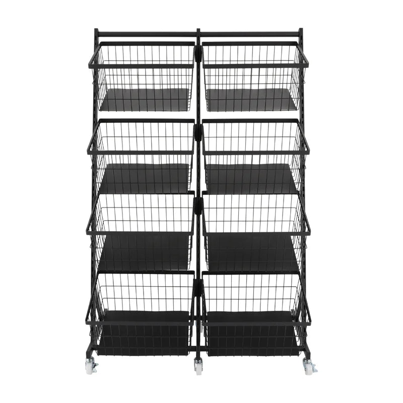 Mobile Snack Display Rack with Wheels for Kitchen & Store Storage