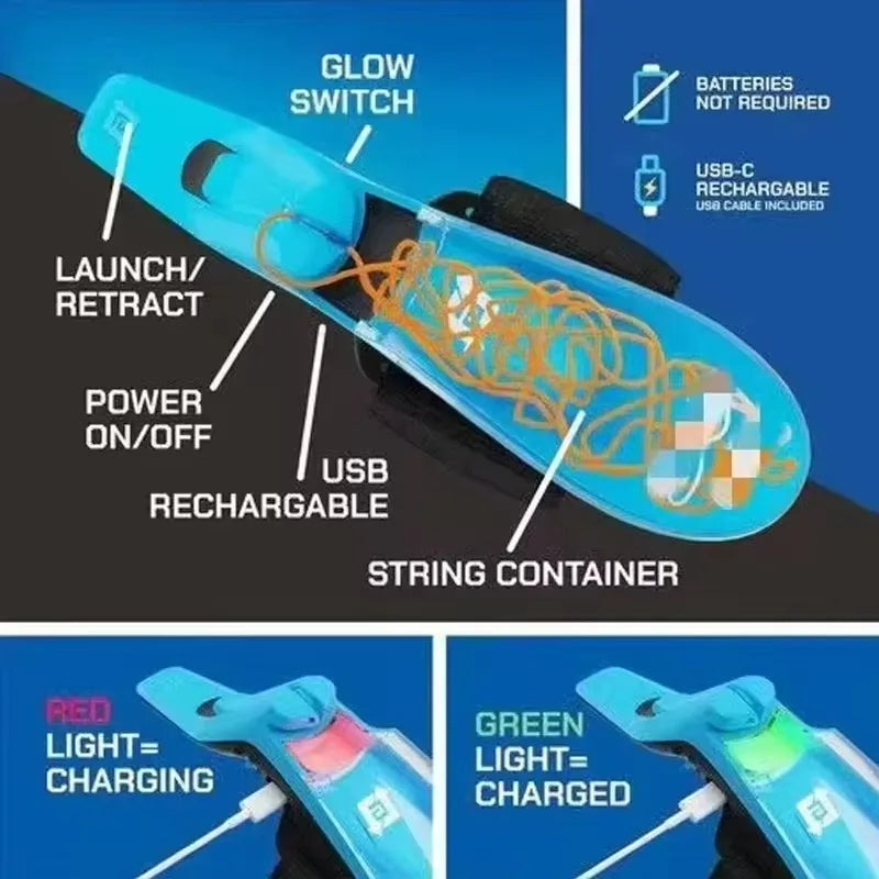 Electric Slingshot Rope Launcher Glow In The Dark Outdoor Stress Relief Toy for Adults