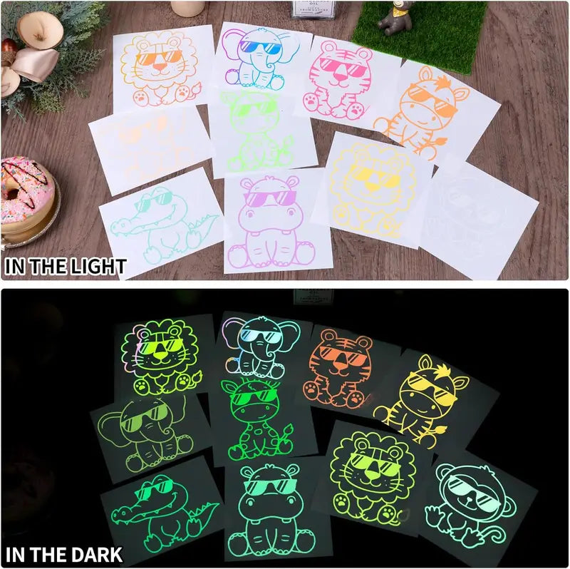 Glow in The Dark PVC Sticker Paper A4 Printable Adhesive Film for Safety Signs and Halloween Decor