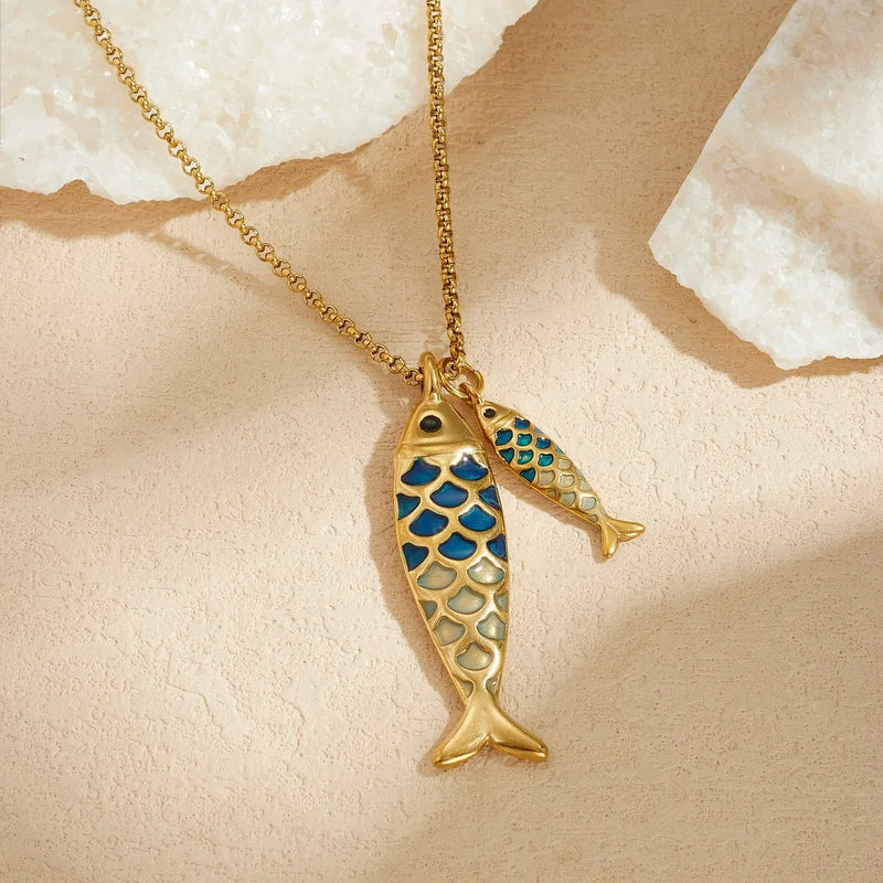 Colorful Fish Pendant Necklace - Trendy Waterproof Jewelry Gift
