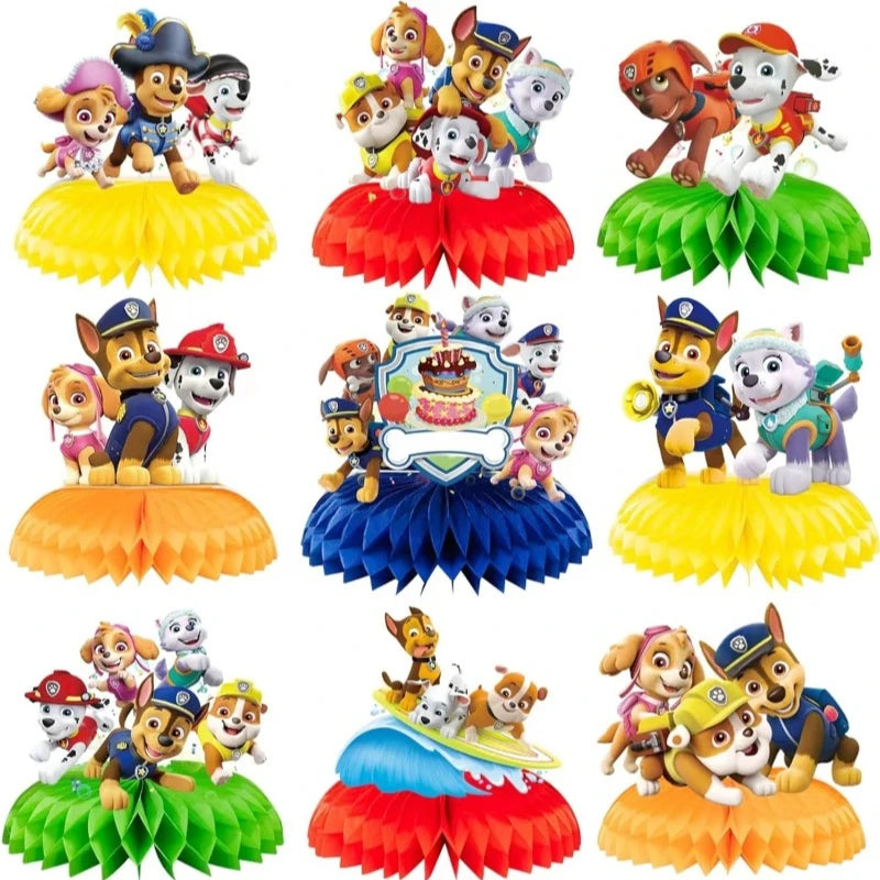 9PCS Paw Patrol Honeycomb Table Toppers for Kids Birthday Party Decor