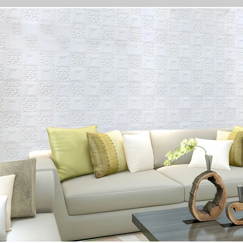 40pcs Self-Adhesive Foam Wallpaper 35cm x 35cm Waterproof & Stain-Resistant