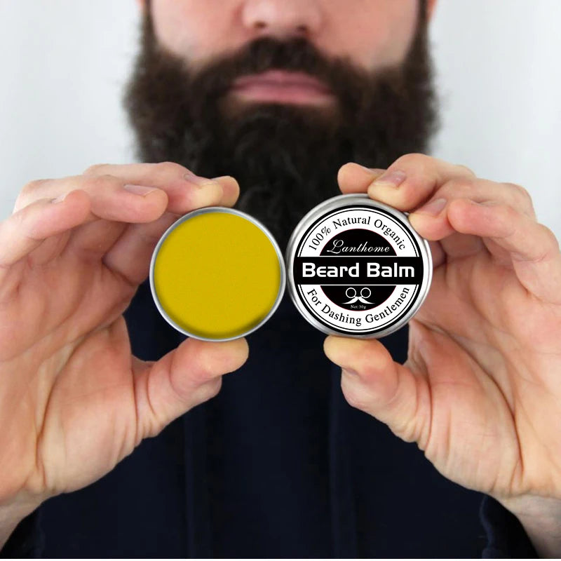 Men's Natural Beard Balm Set - Moisturizing & Smoothing Grooming Cream, 3 Pieces