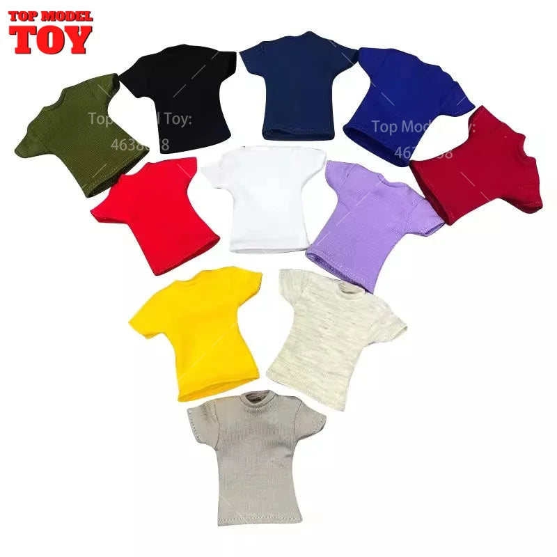 1/12 Scale Action Figure T-Shirt Short Sleeve Top - Male Doll Accessory