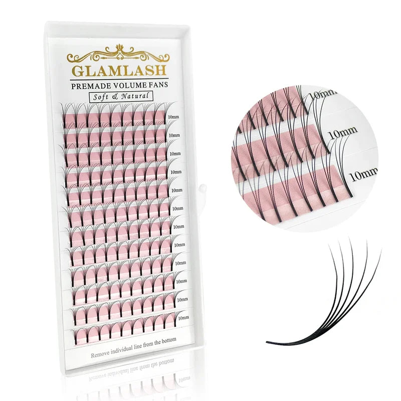 Premade Volume Lash Fans Long Stem False Eyelashes for Natural Mink Look