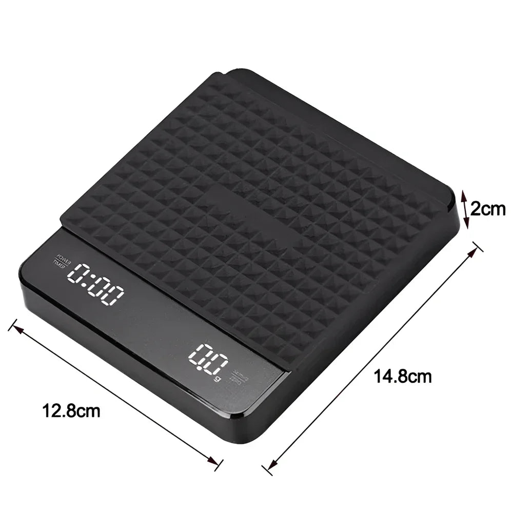 Digital Coffee Scale with Timer & LED Display - USB Rechargeable & Accurate 0.1g