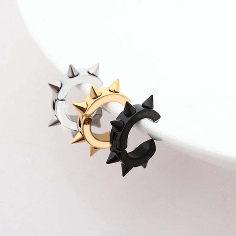 Unisex Stainless Steel Hoop Earrings - Round Circle Punk Jewelry for Men & Women