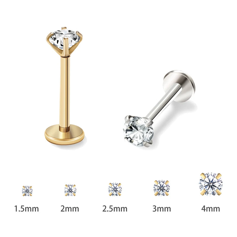 2/8PCS Stainless Steel Earring Nose Stud Cartilage Piercing Jewelry for Women