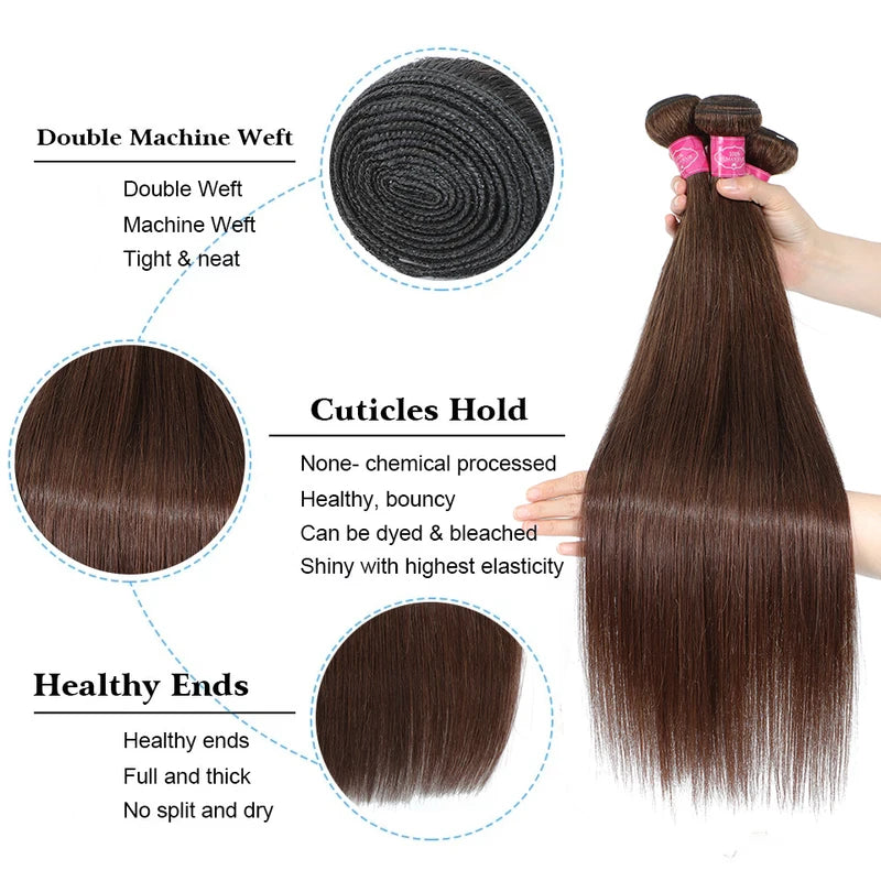 Human Hair Bundles - Brazilian Straight Remy Hair Weave, 10-30 Inches