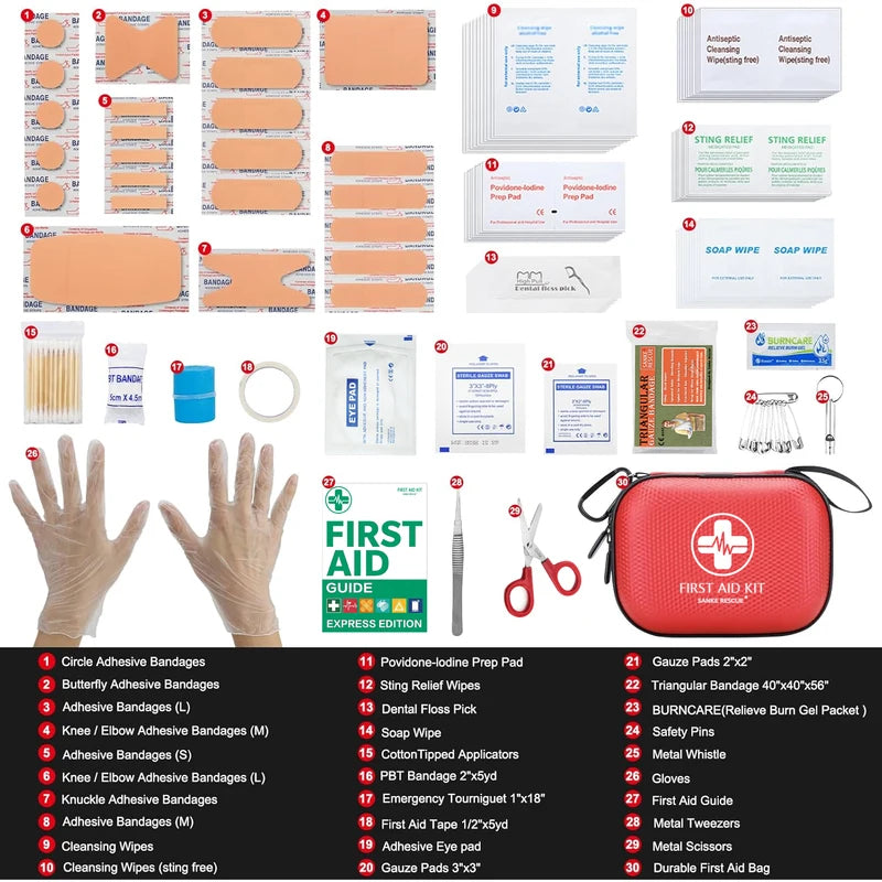 Mini Waterproof First Aid Kit with 150+ Emergency Medical Supplies - Compact & Portable for Home, Travel, Camping, Car, Sports