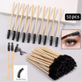 Natural Bamboo Eyelash & Eyebrow Brush Set - Portable Makeup Applicator Kit, 25/50/100PCS