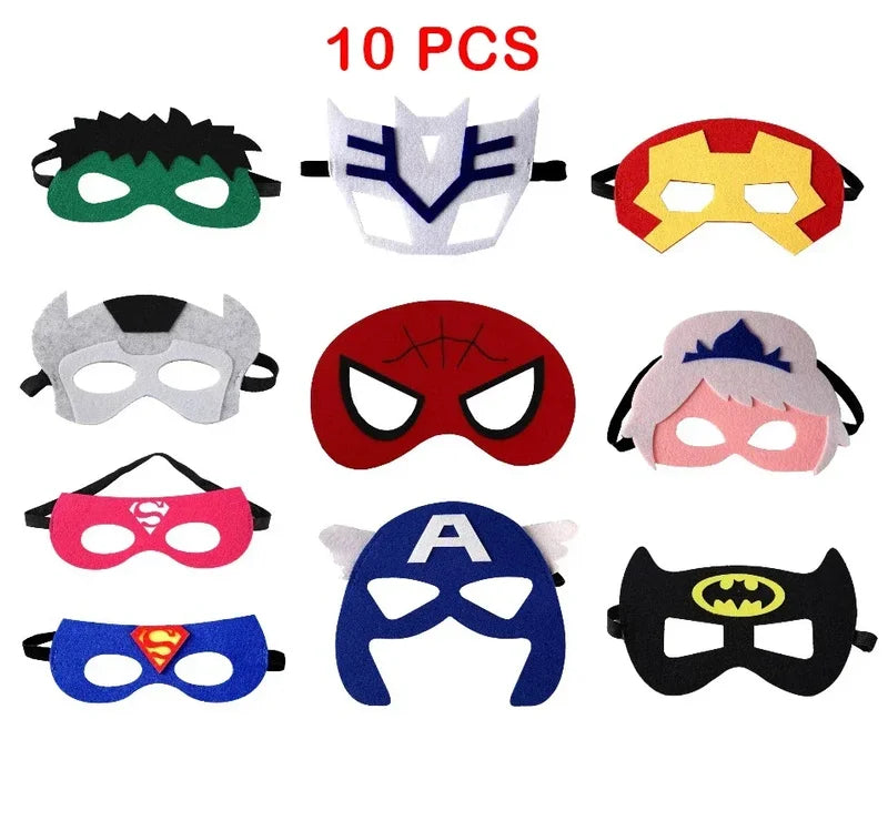 10 Pcs Halloween Superhero Masks Costume Set for Parties Cosplay & Gifts