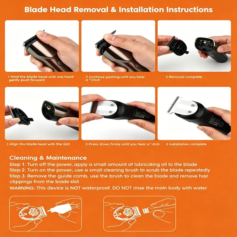 Rechargeable Hair Clipper for Men, Electric Grooming Trimmer with T-Shaped Blade