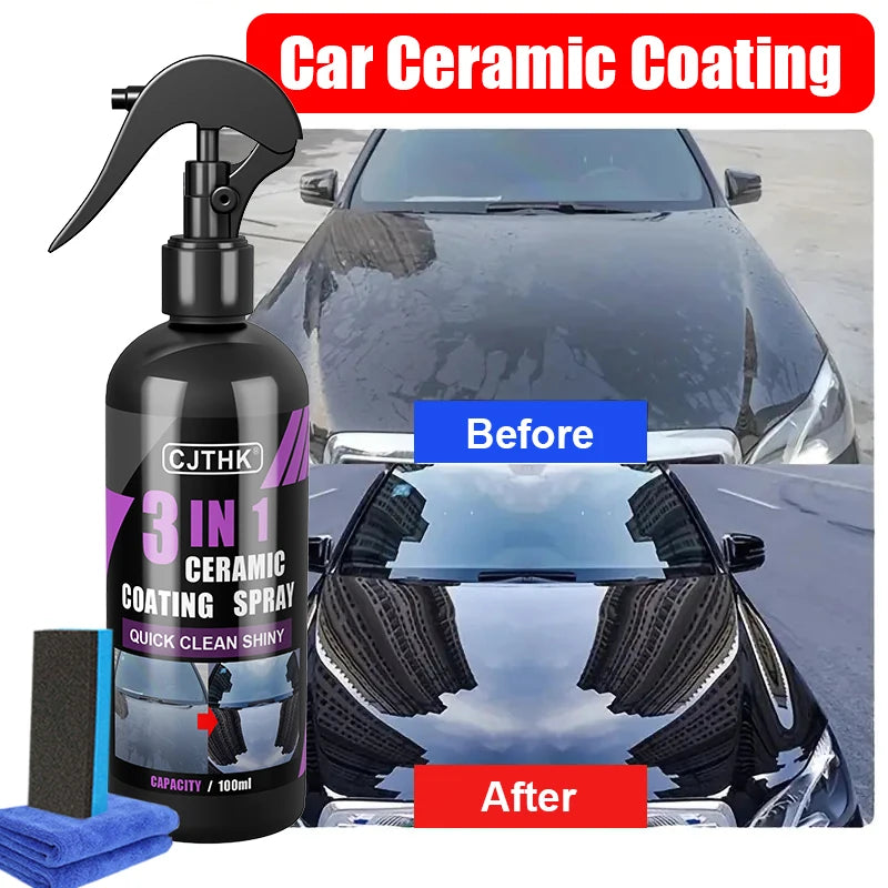 3-in-1 Car Ceramic Nano Coating Liquid - Hydrophobic Paint Sealant for Auto Protection