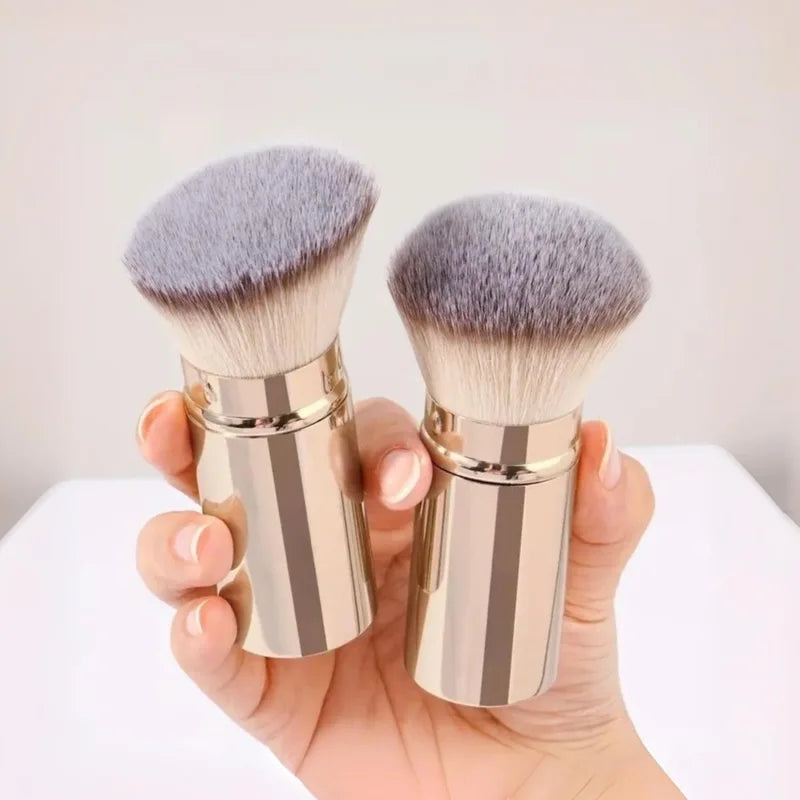 Portable Foundation Makeup Brush Set with Retractable Lid - Face Concealer Blush Tools