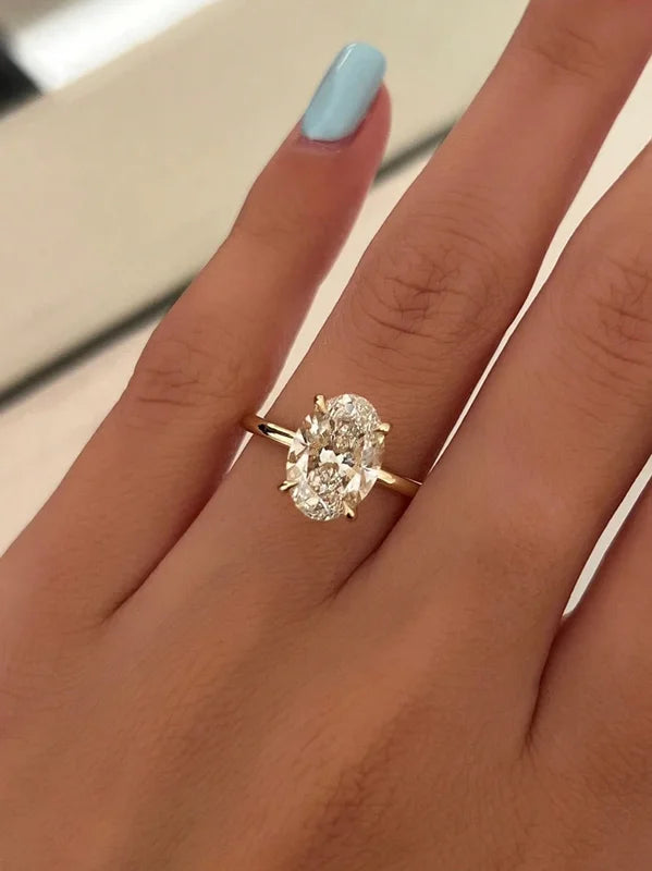 925 Sterling Silver Zircon Oval Engagement Ring for Women - High-Quality Fine Jewelry