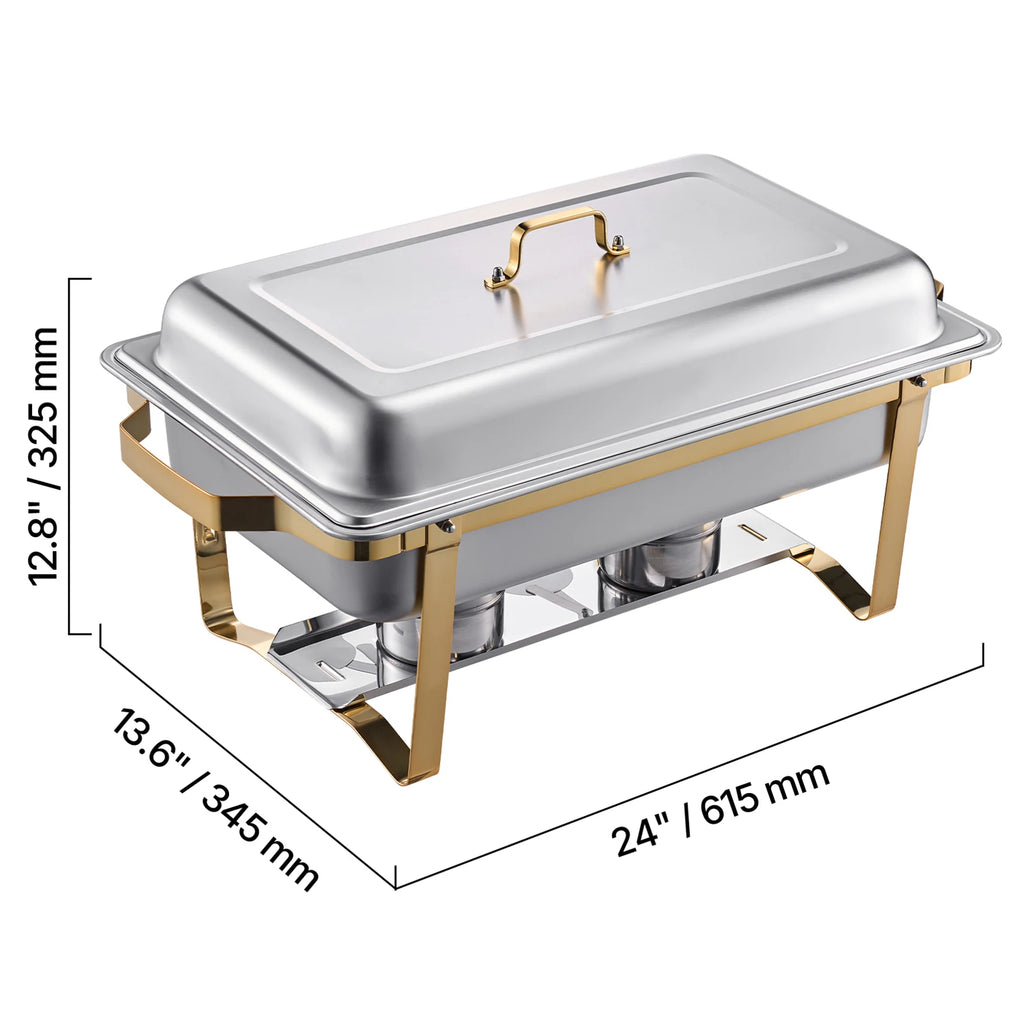 8 Qt Commercial Stainless Steel Chafing Dish Buffet Set with Pans - Food Warmer and Server