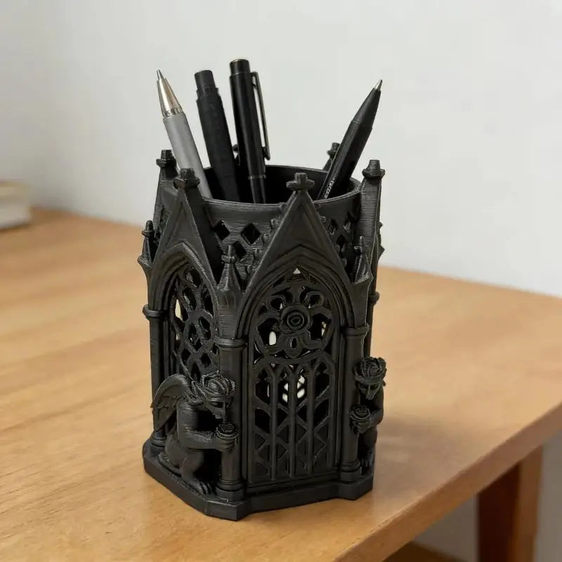 Gothic Pen Holder Ornament for Desk and Home Decor – Unique Storage Accessory