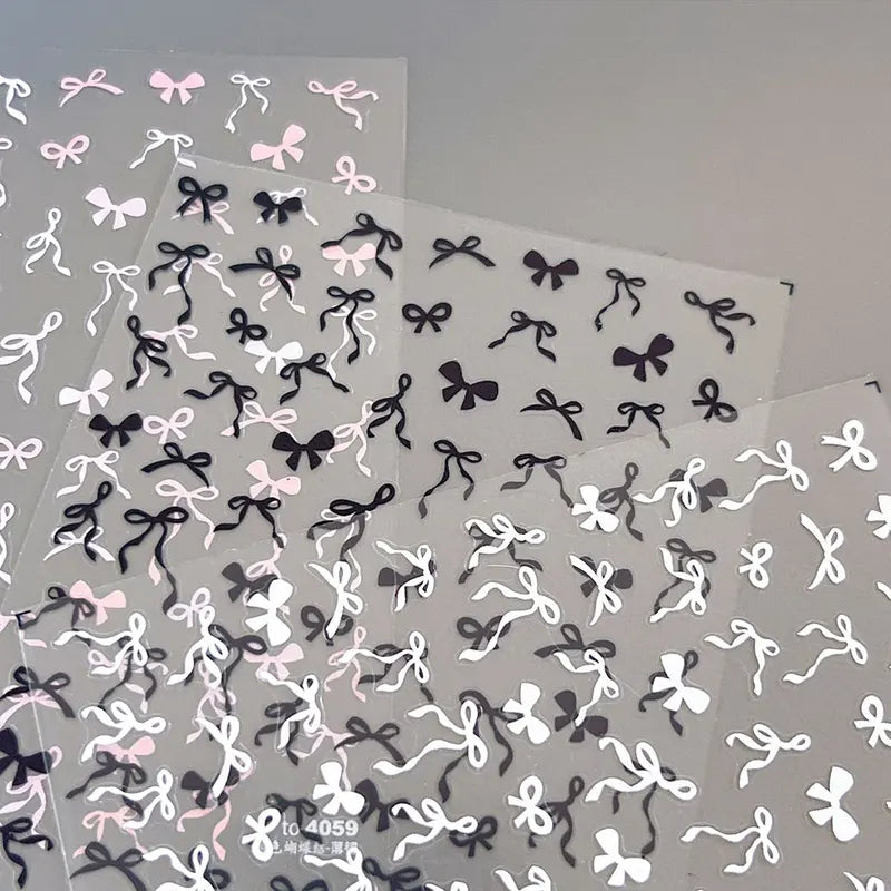 Cute 5D Bow Nail Stickers Set - Self-Adhesive Nail Art Decals for DIY Manicure