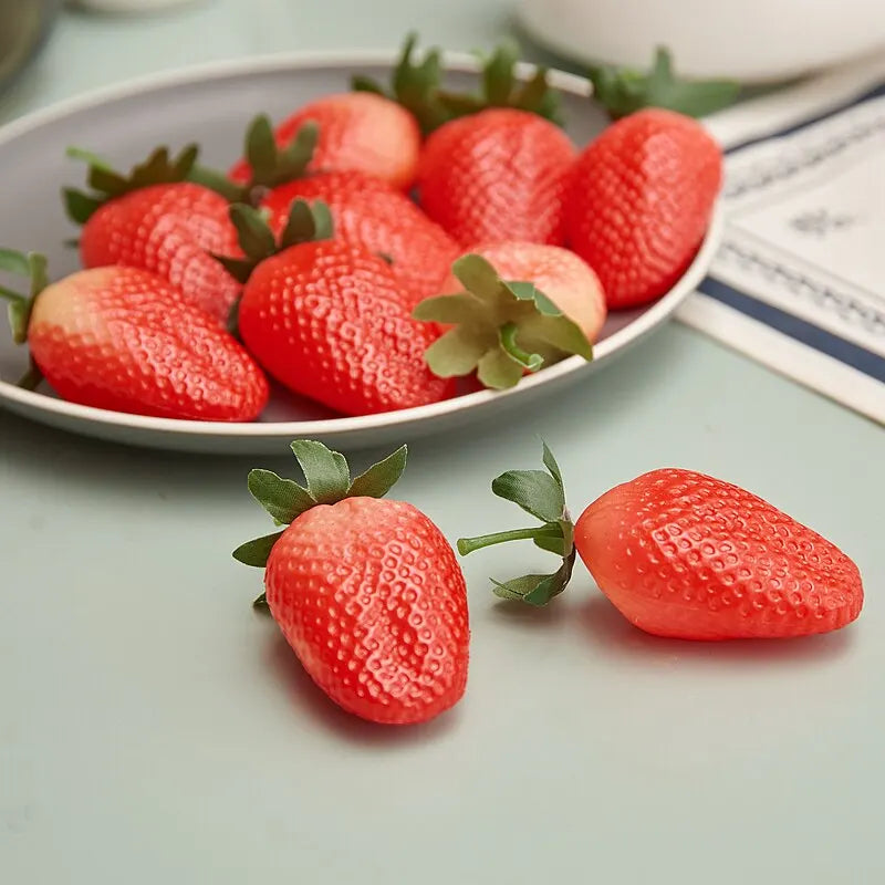 Artificial Strawberry 10pcs Fake Fruit for Home Decor Party Photography Christmas DIY
