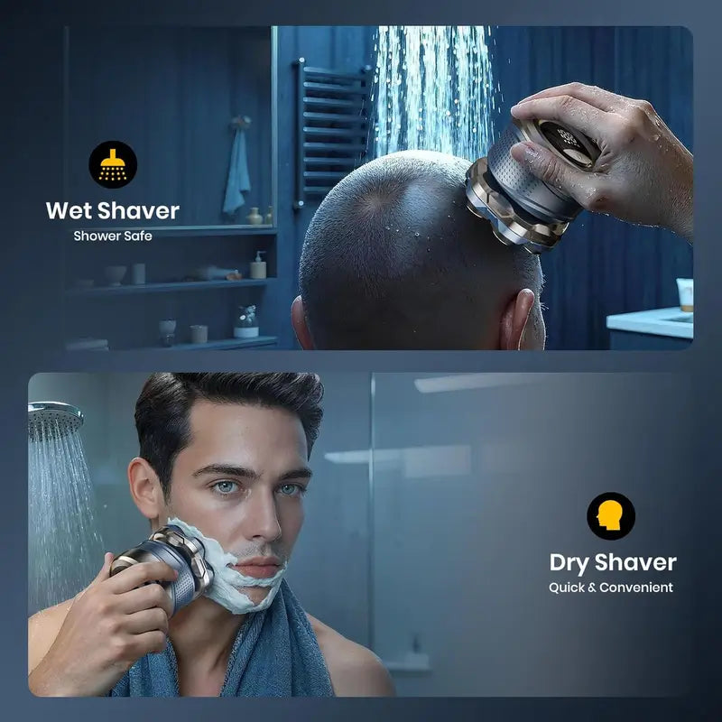 7D Magnetic Head Shaver for Bald Men Waterproof Electric Razor Wet Dry