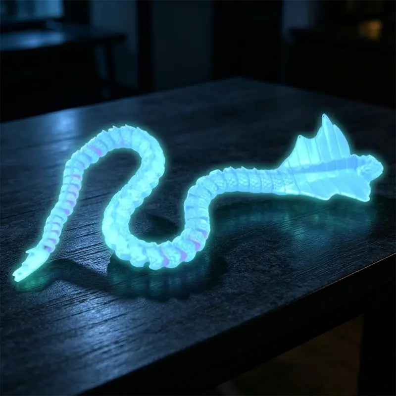 3D Printed Articulated Serpent Dragon Figurine - Fantasy Desk Decor & Collectible