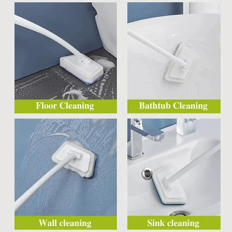 Multifunctional Long Handle Wall & Floor Sponge Brush for Bathroom Cleaning