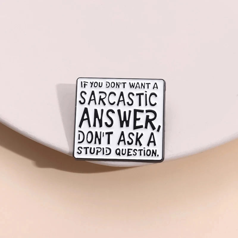 Geometric Humorous Phrase Enamel Pins Set - Custom Funny Quotes Metal Brooches for Bags & Clothing