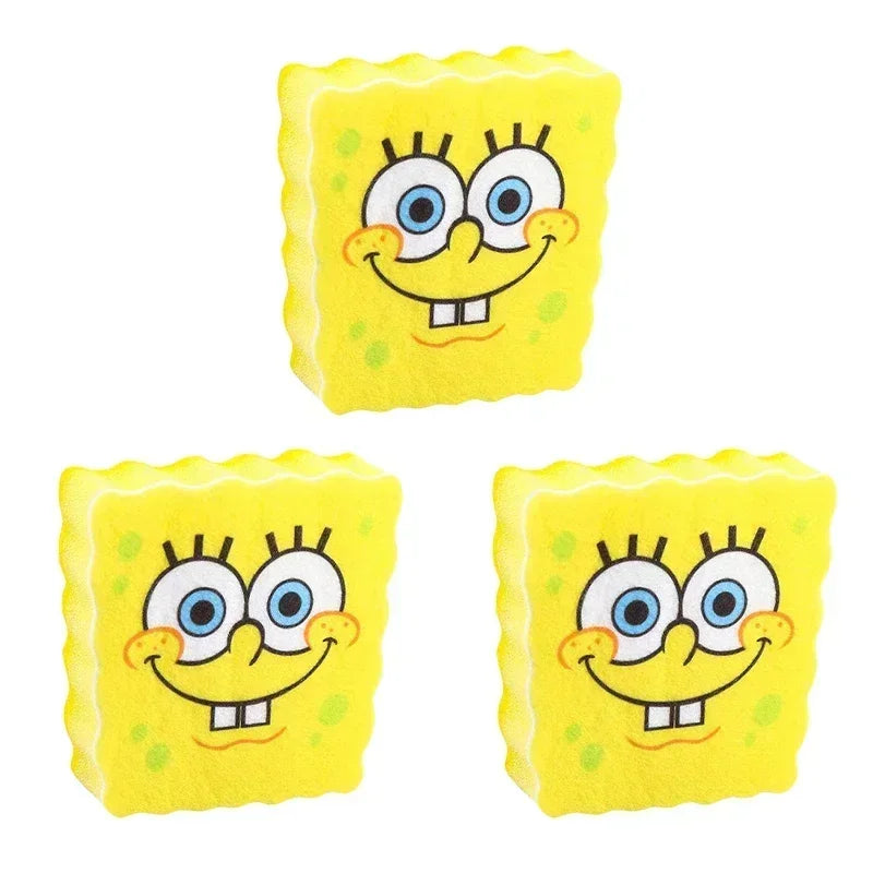 Cute Cartoon SpongeBob Dishwashing Sponge Set - Reusable Kitchen Cleaning Brush