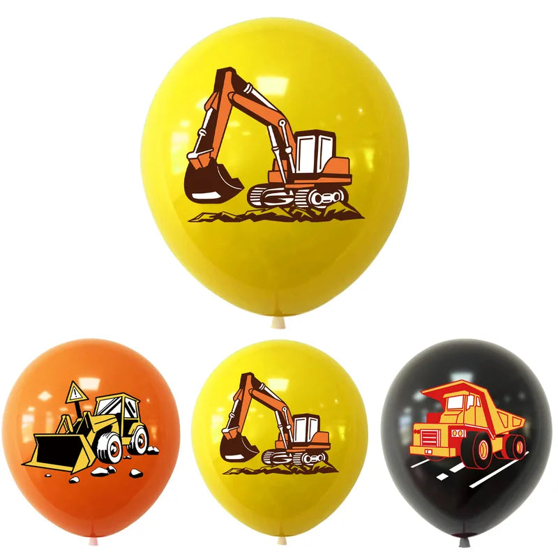 10pcs Construction Vehicle Theme Latex Balloons for Birthday Party Decoration