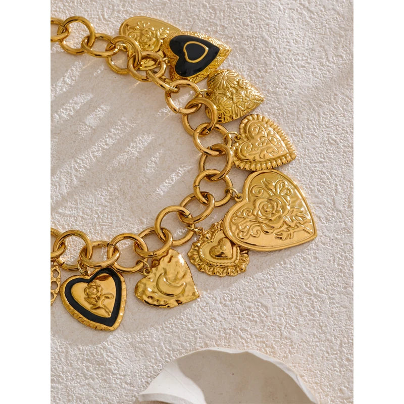 Waterproof 18K Gold PVD Stainless Steel Heart Pendant Necklace Jewelry