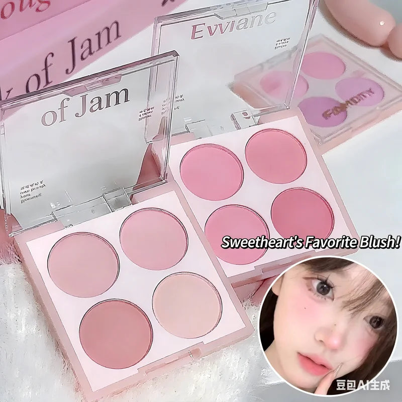 Matte Blush Powder Set - Brighten & Illuminate Face Makeup in 4 Colors