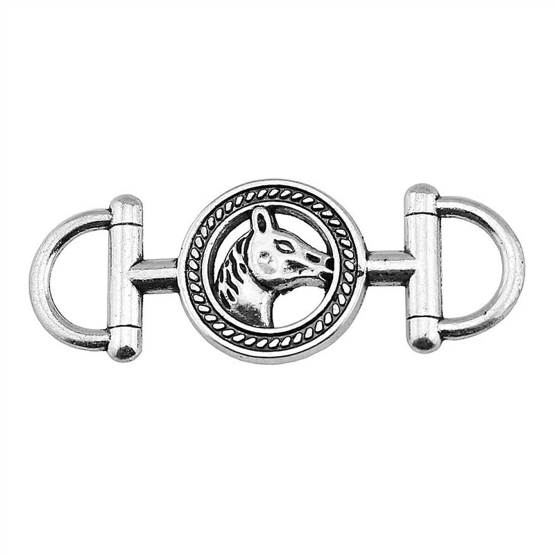 Horse Charms Pendants for Jewelry Making 43x17mm 2 Colors 5pcs - DIY Bracelet Findings