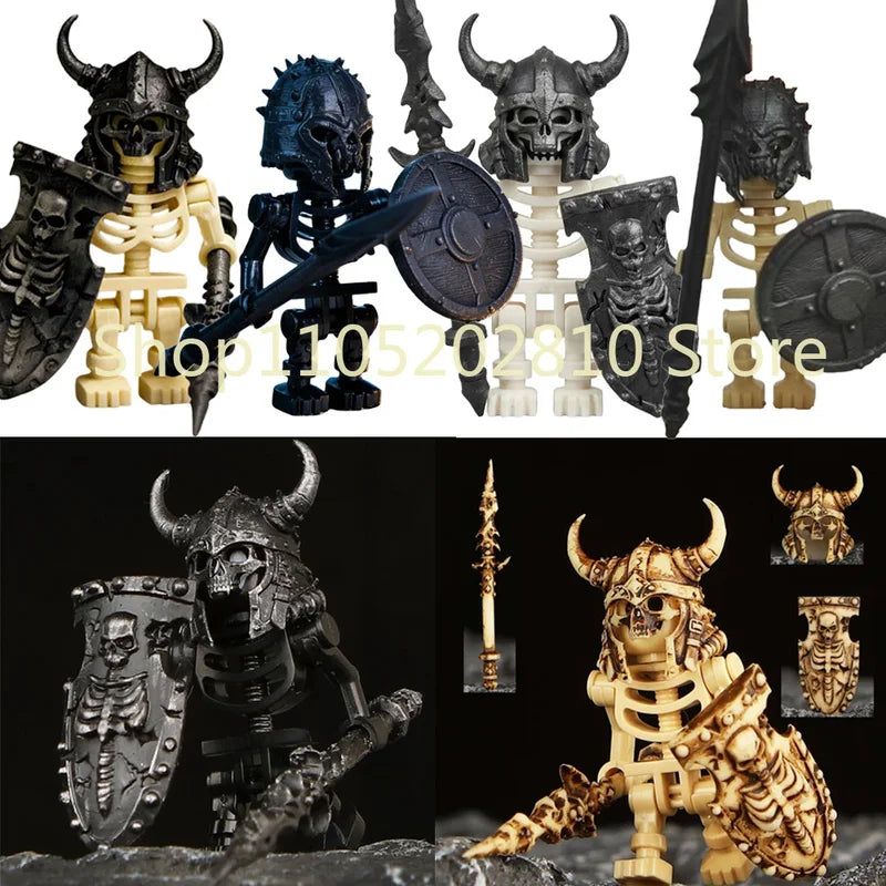 Colorful Skeleton Knight Building Blocks Set – Halloween Skull Mini Toy Gift for Creative Kids