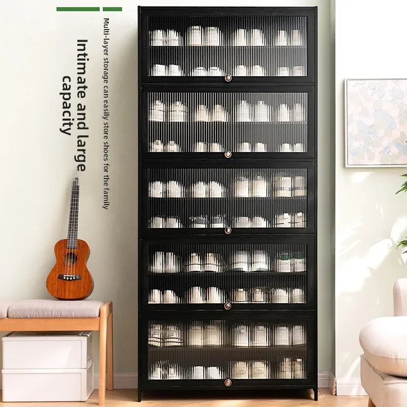 Multi-Layer Shoe Rack Storage Cabinet with Door and Large Capacity