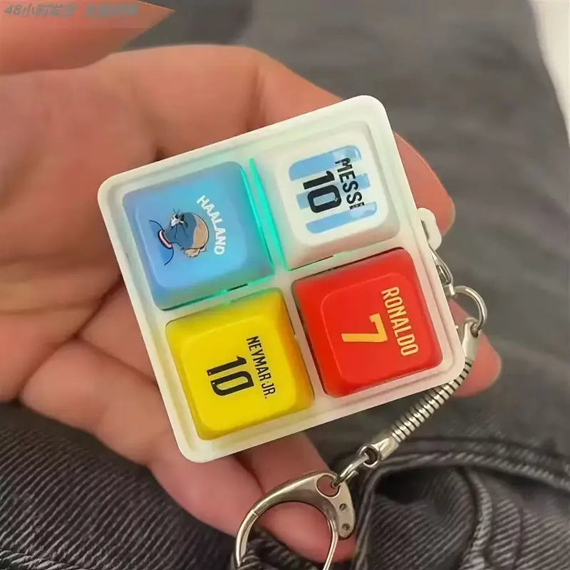 Soccer-Themed Keychain with Light-Up Buttons & Sound - Fun Gift for Teens & Adults