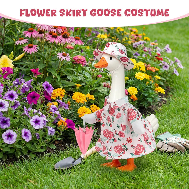 Porch Goose Raincoat Outfit Set with Umbrella & Hat - Garden Decor for 23 Inch Statues