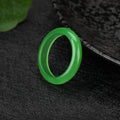 Green Jade Gemstone Ring - 6mm Wedding Band & Lucky Fengshui Jewelry for Her