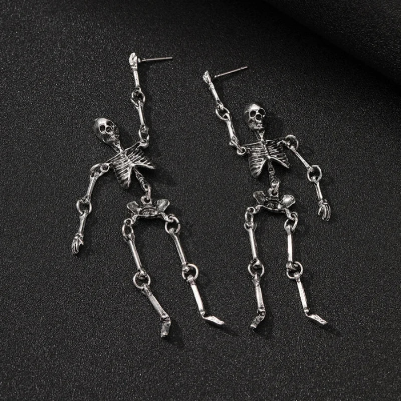 Halloween Skull Earrings Unisex Skeleton Jewelry Party Gift Silver or Gold Color